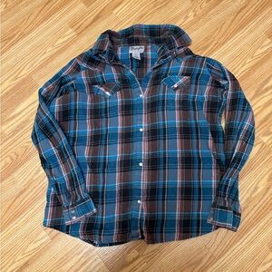 Vintage Wrangler Blue and Brown Plaid Shirt